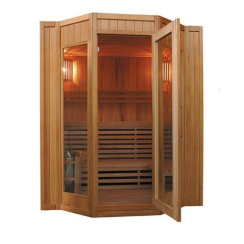 Tiburon 4-Person Indoor Traditional Sauna (Double Bench) with 6kW Harvia Heater