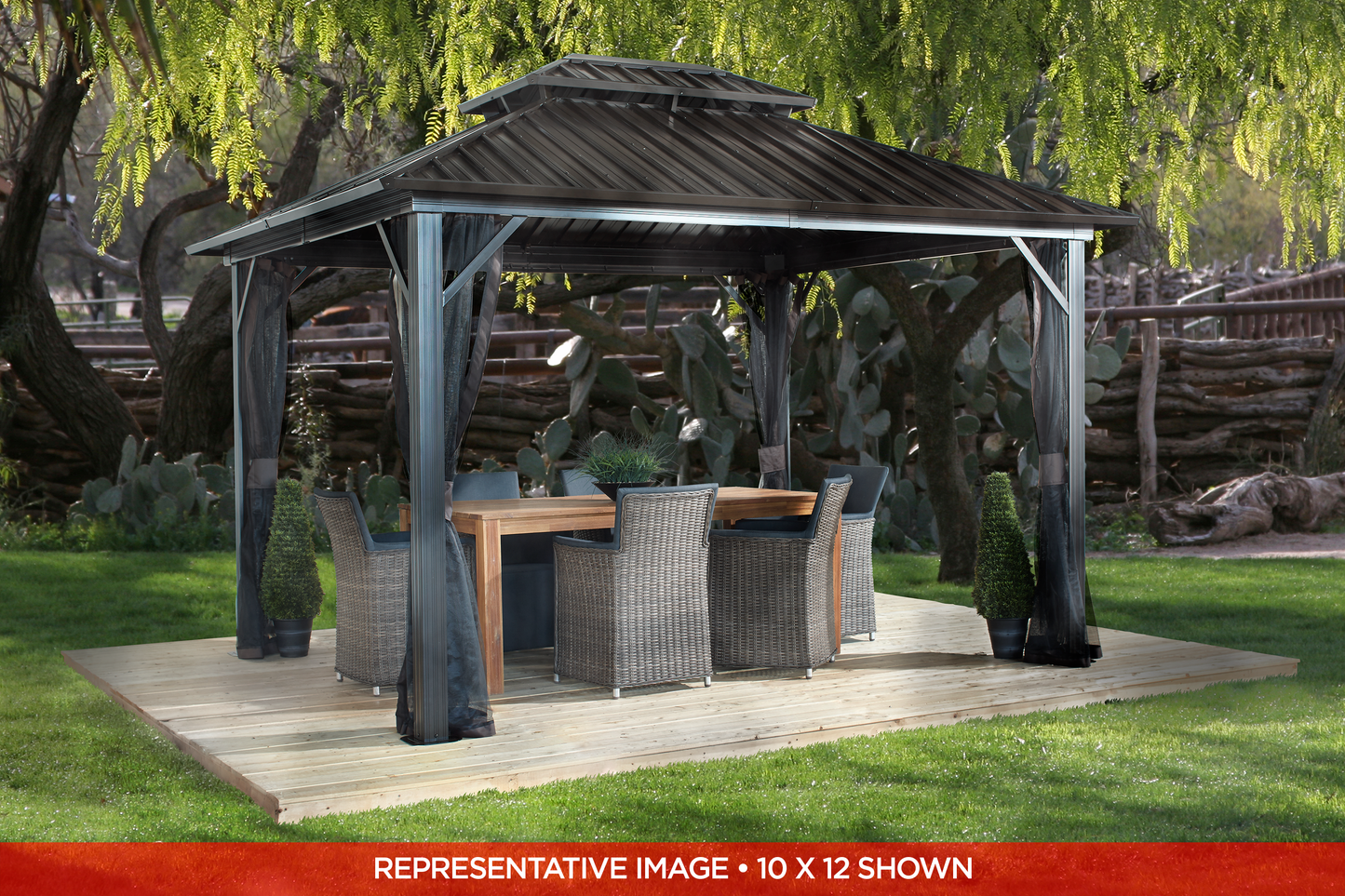 Genova II Gazebo - 10' x 10' (With nylon mosquito net)