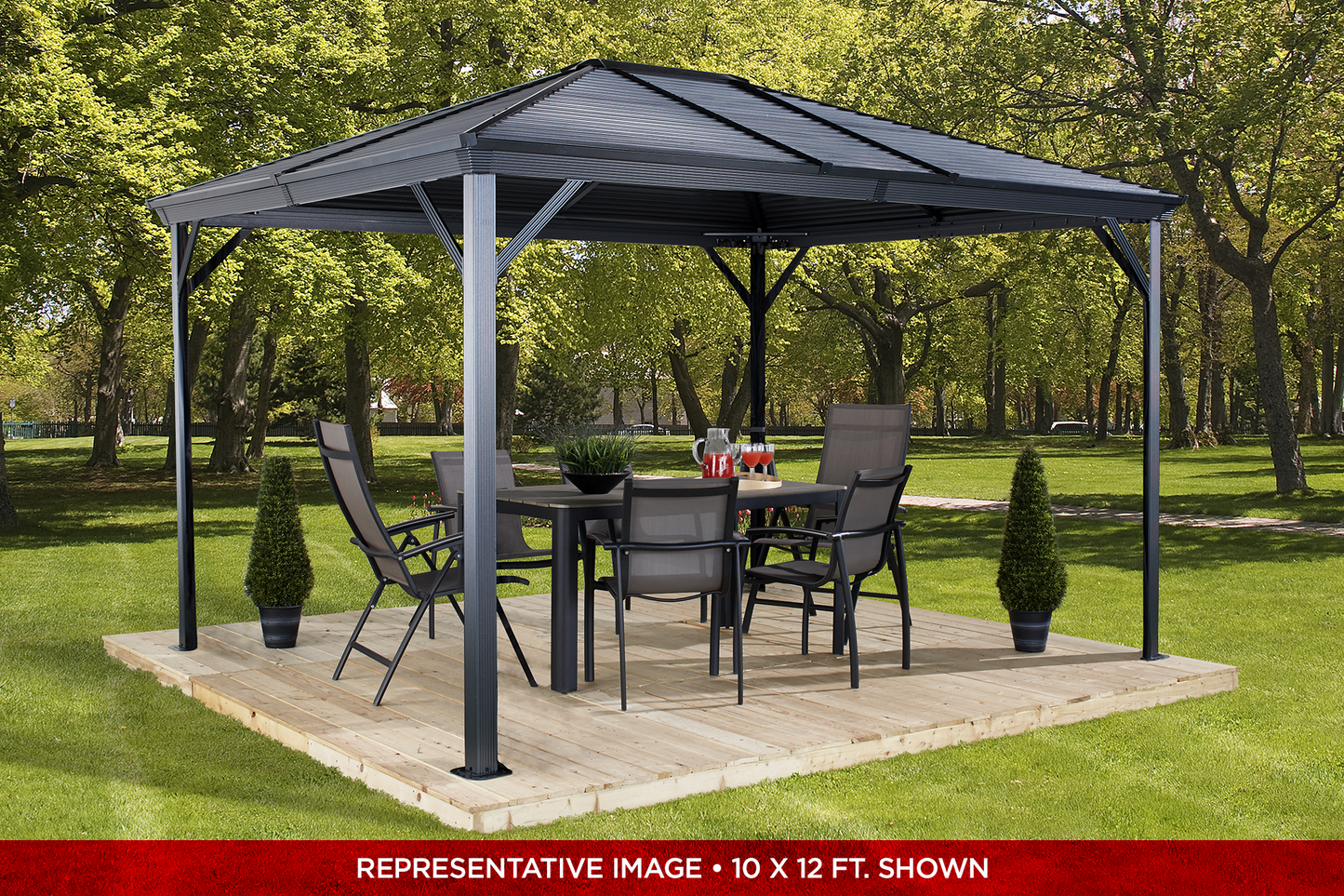 Ventura Hardtop Gazebo - 10' x 14' (Dark Grey)