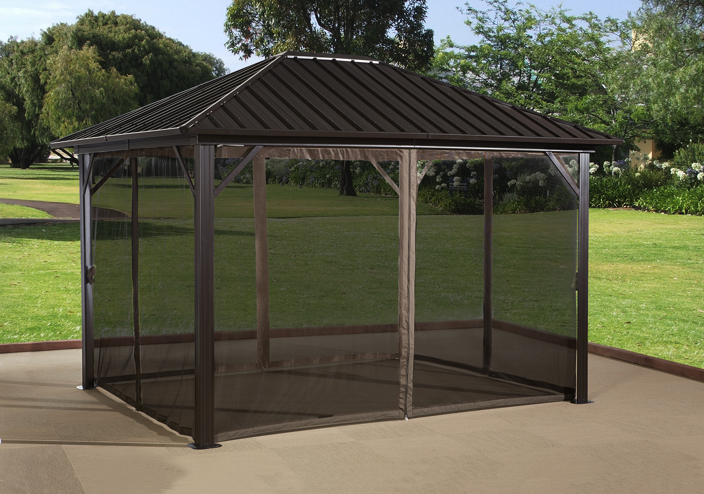 Genova Hardtop Gazebo 10' x 12' (With nylon mosquito net)