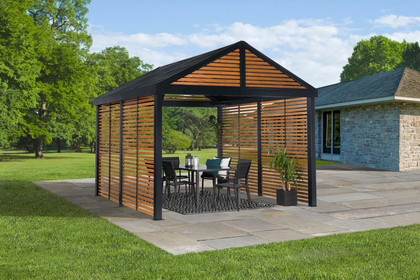 Sojag Outdoor 12' x 12' Boda Louver Wall Hardtop Gazebo Outdoor Sun Shelter