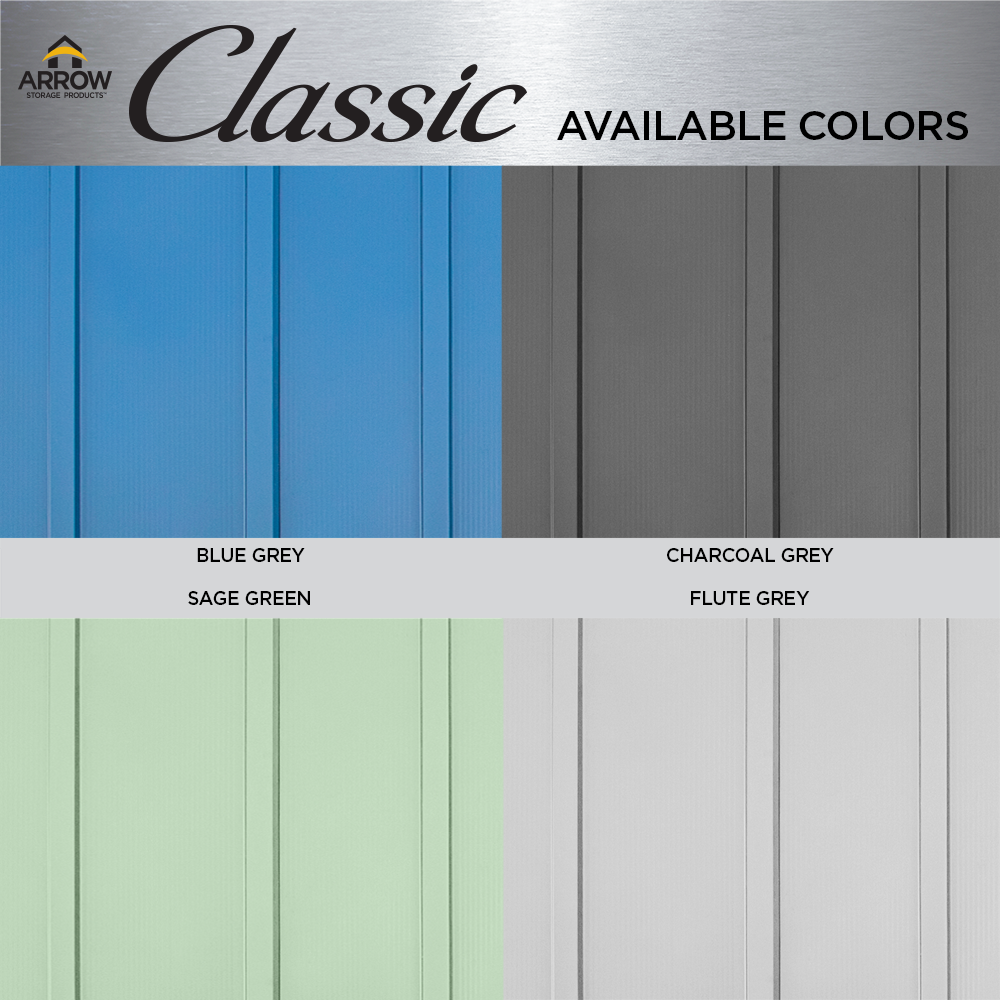 Arrow Classic Metal Shed, 12 x 14, Charcoal