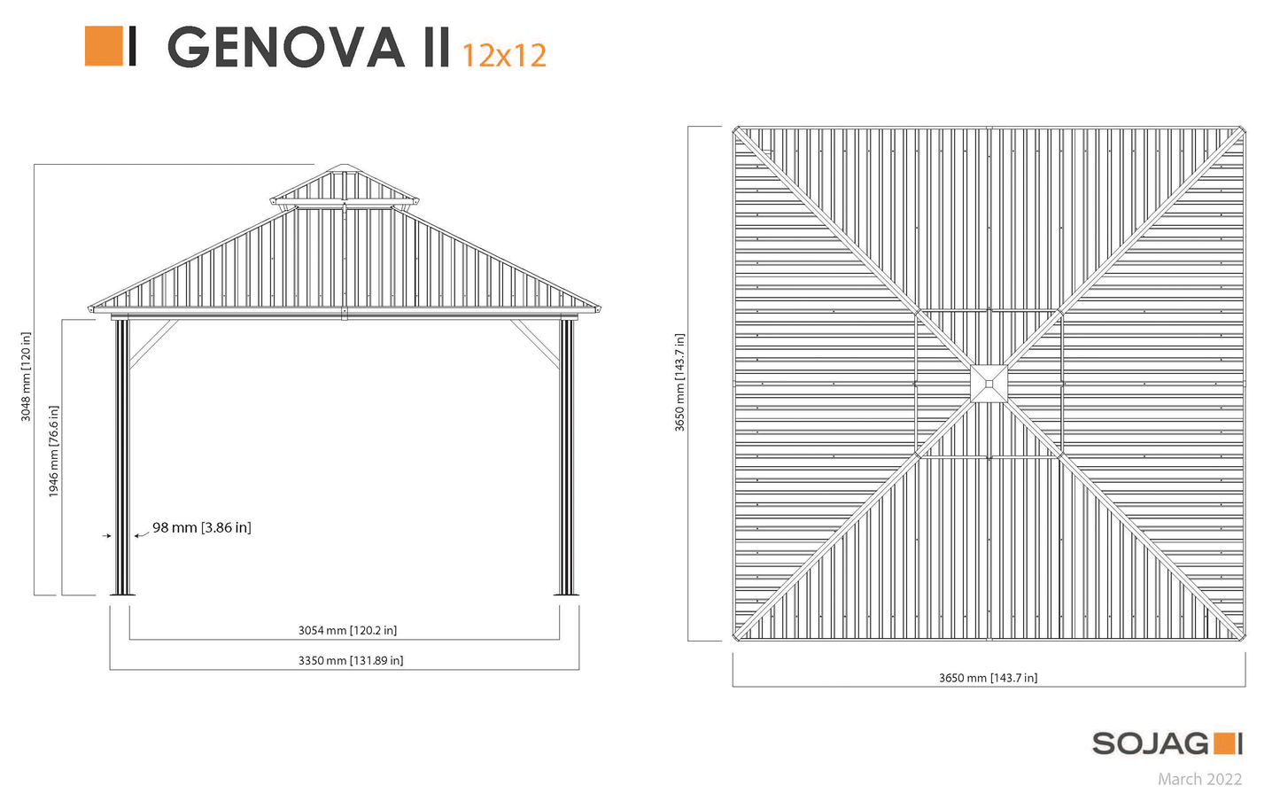 Genova II Gazebo - 10' x 10' (With nylon mosquito net)