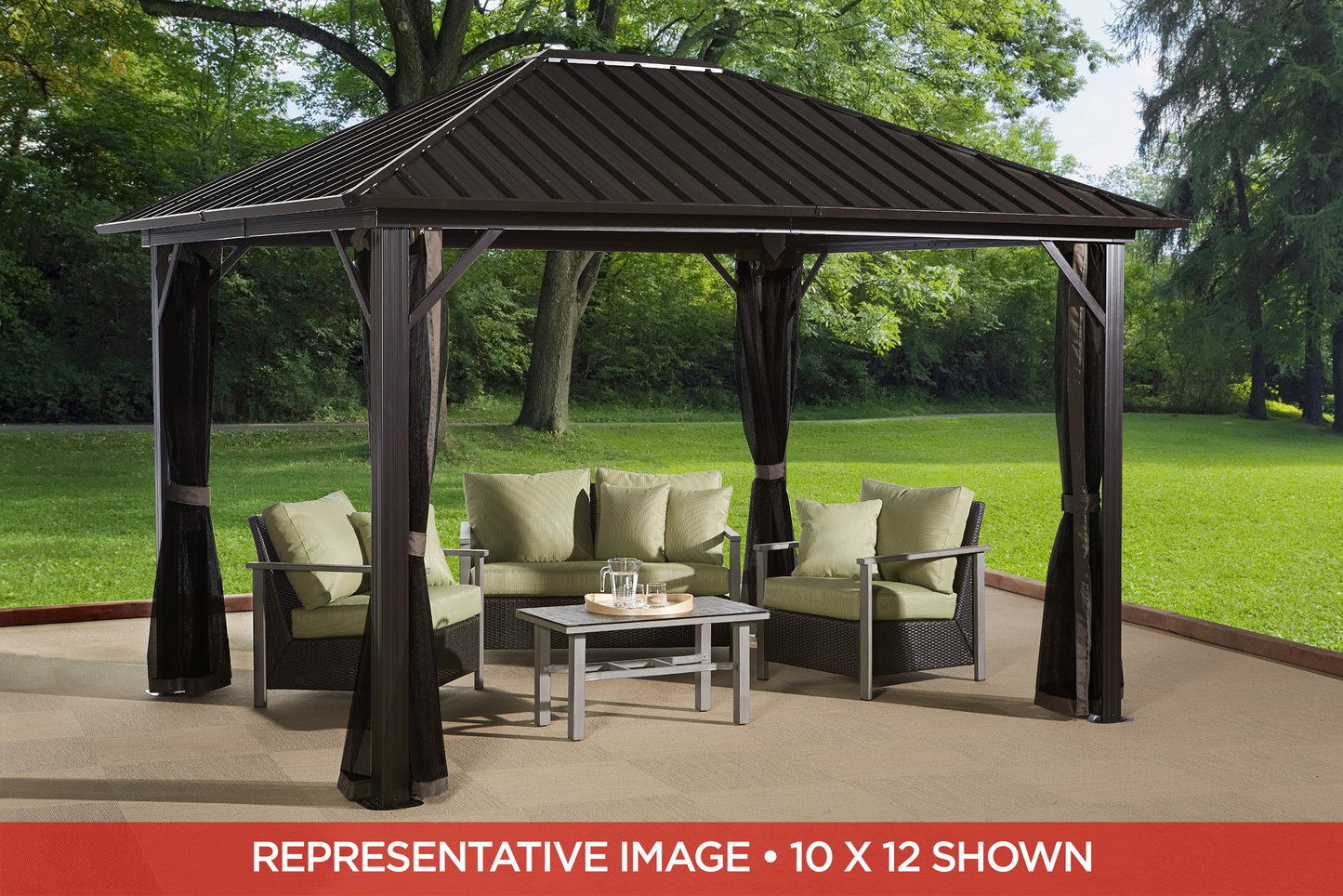 Genova Hardtop Gazebo - 10' x 14' (With Nylon Mosquito net)