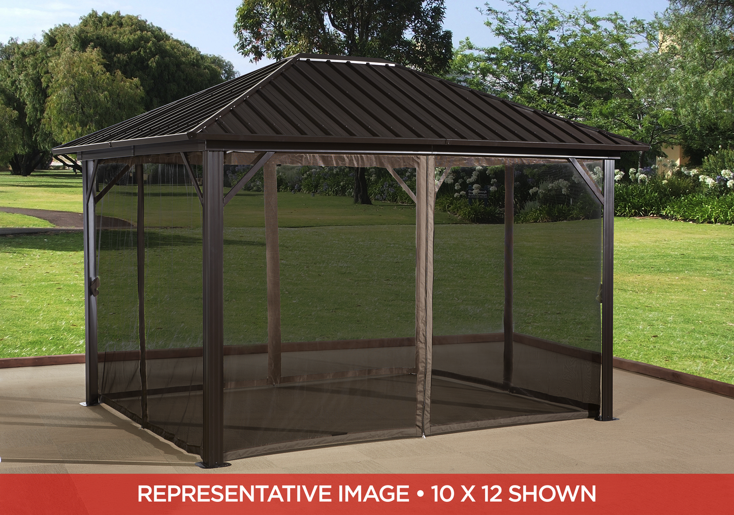 Genova Hardtop Gazebo - 10' x 14' (With Nylon Mosquito net)