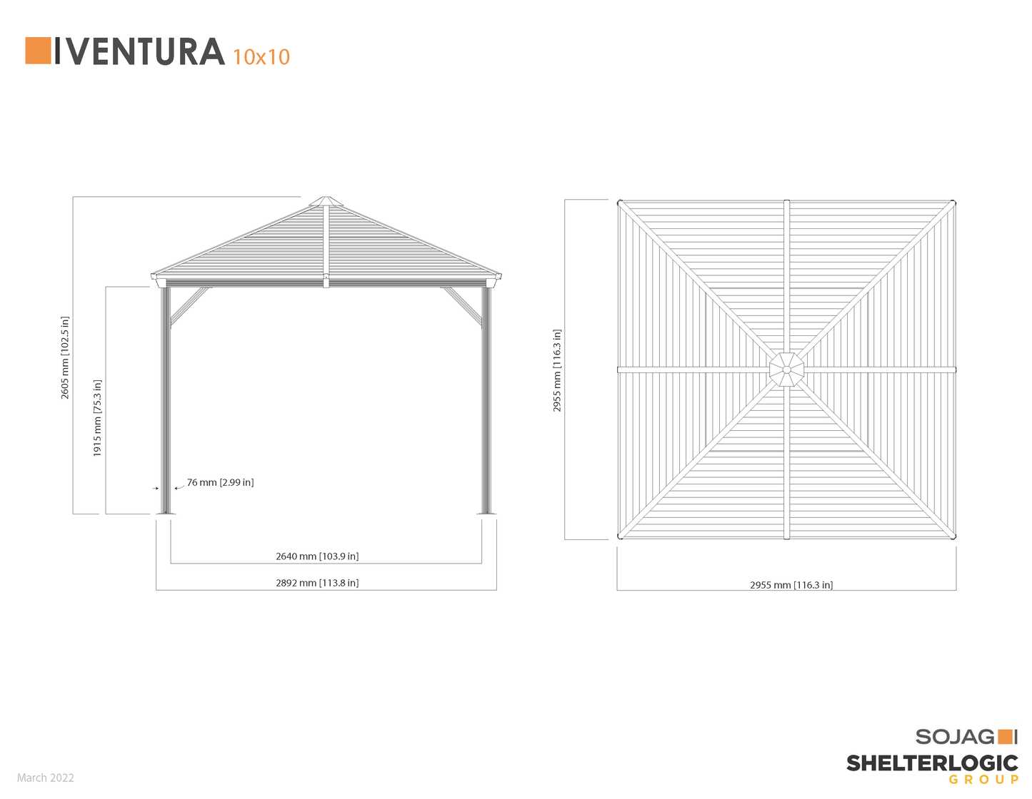 Ventura Gazebo - 10' x 10' (With nylon mosquito net)