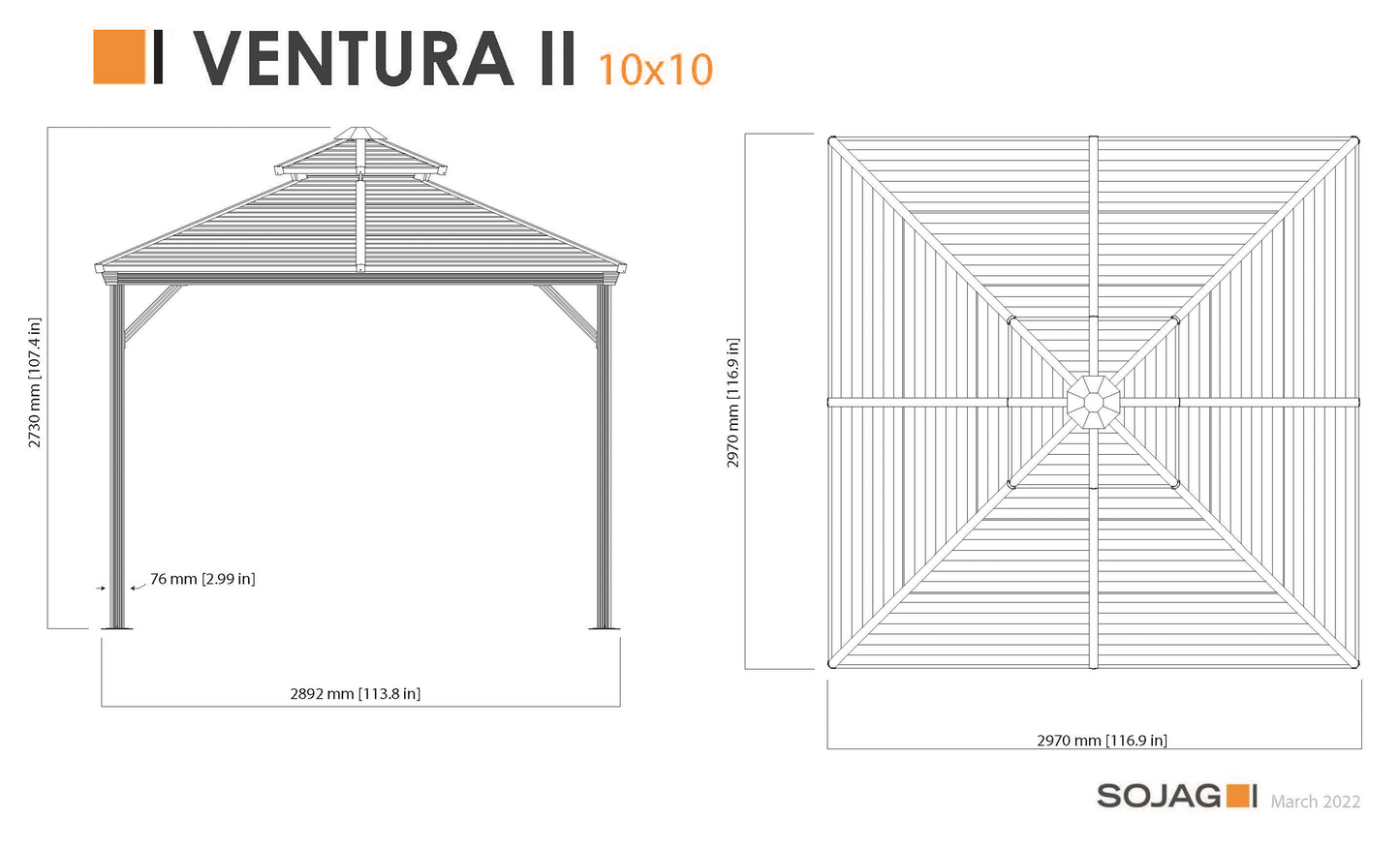 Ventura II Hardtop Gazebo - 10' x 10'