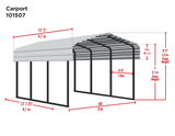 Arrow Carports Galvanized Steel Carport, Compact Car Metal Carport Kit, W/2SIDED ENCL 10' x 15' x 7', Charcoal