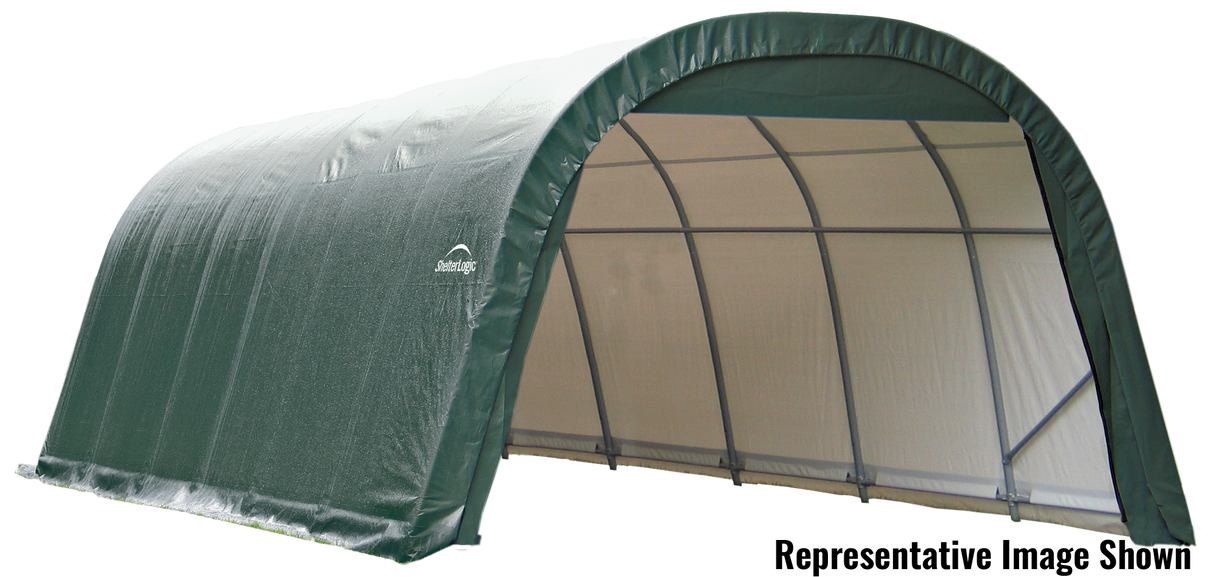 ShelterCoat 12 x 28 ft. Wind and Snow Rated Garage Round Green STD