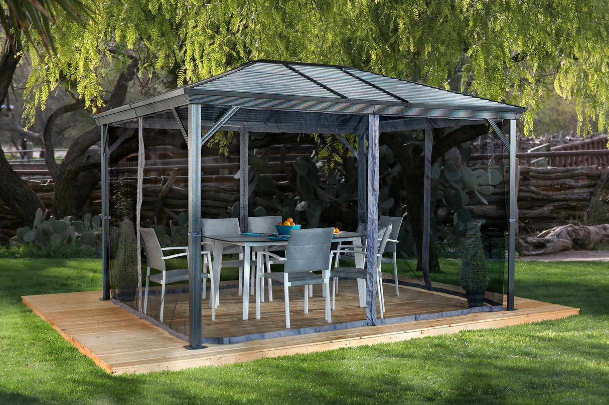 Sojag Outdoor 10' x 12' Ventura Hardtop Gazebo Sun Shelter, Dark Grey