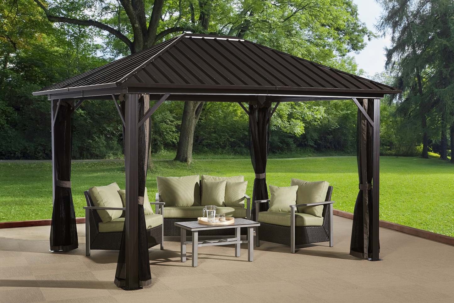 Genova Hardtop Gazebo 10' x 12' (With nylon mosquito net)