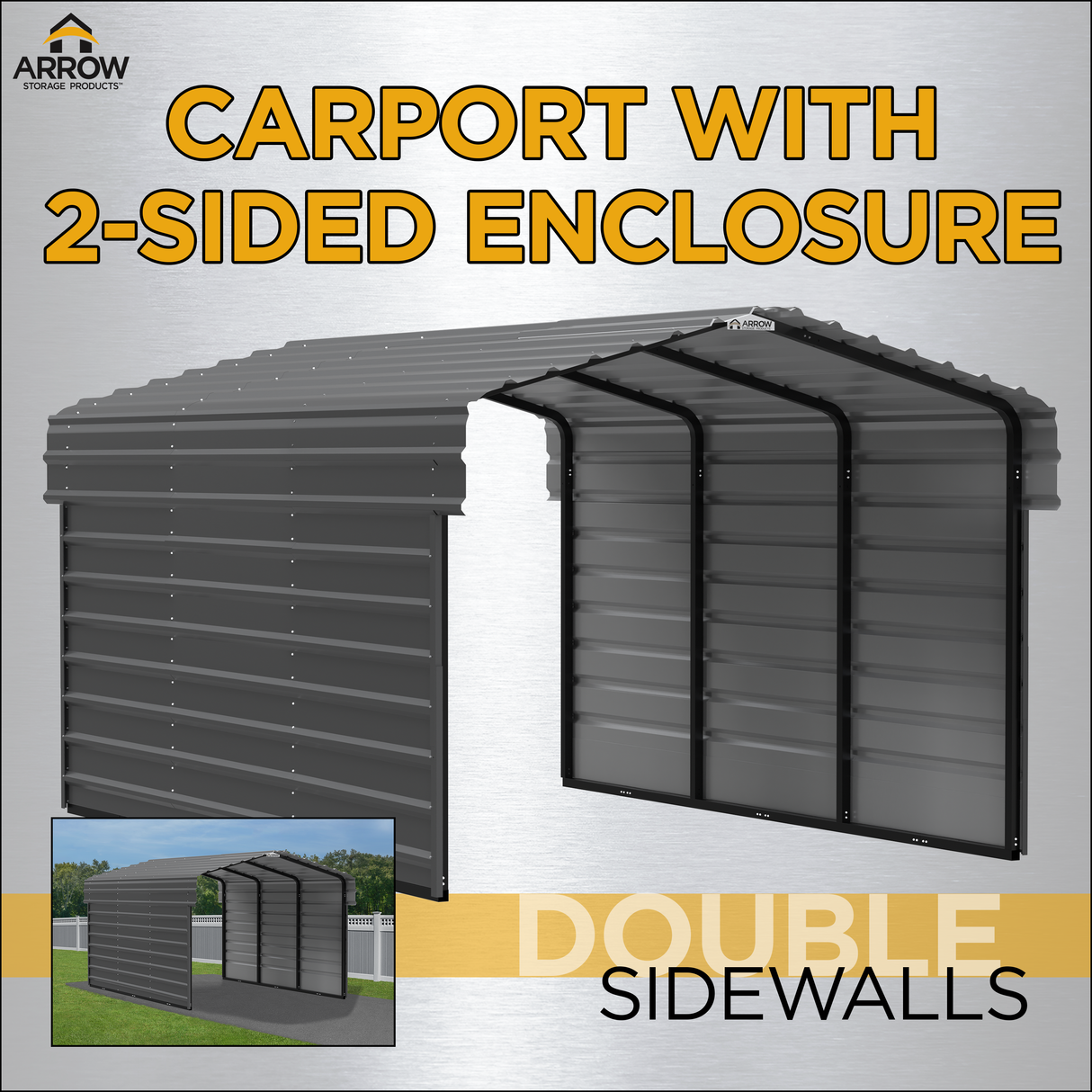 Arrow Carports Galvanized Steel Carport Car Metal Carport Kit, 10' x 15' x 7', Eggshell