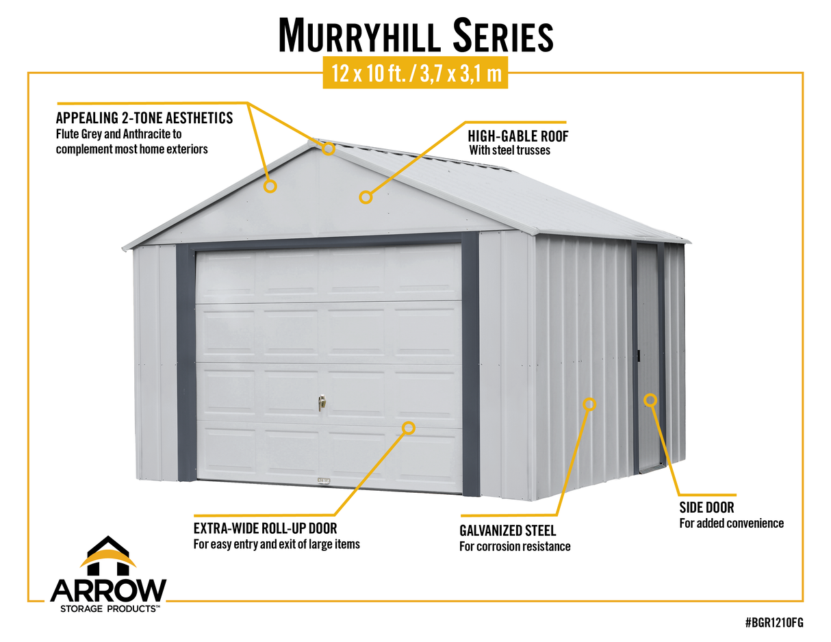 Arrow Murryhill 12 x 10 Garage, Steel Storage Building