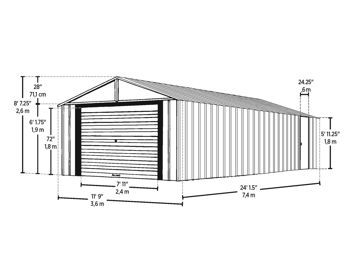 Arrow Murryhill 12 x 24 Garage, Steel Storage Building