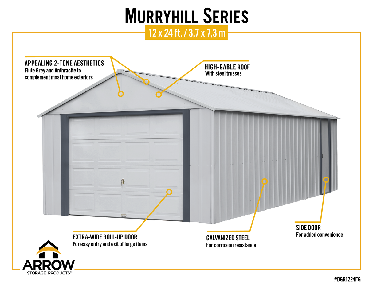 Arrow Murryhill 12 x 24 Garage, Steel Storage Building