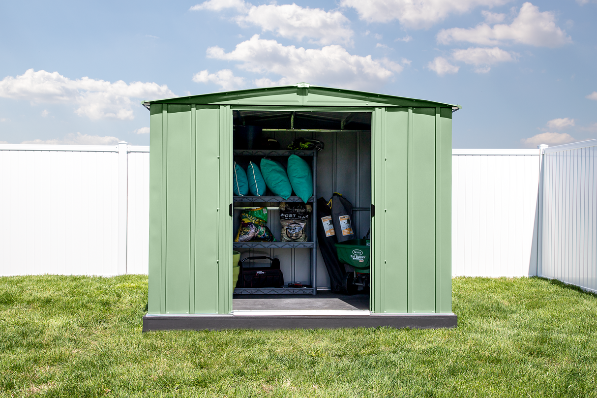 Arrow Classic Steel Storage Shed, 8x6, Sage Green