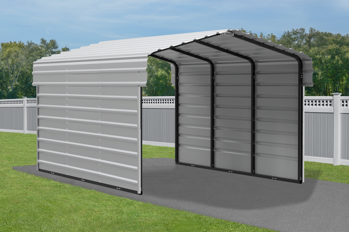 Arrow Carports Galvanized Steel Carport Car Metal Carport Kit, 10' x 15' x 7', Eggshell