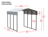 Arrow Carports Galvanized Steel Carport, Compact Car Metal Carport Kit, 10' x 15' x 7', Charcoal