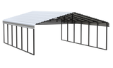 Arrow Carports Galvanized Steel Carport, Double Car Metal Carport Kit, W/2SIDED 20' x 29' x 9', Eggshell