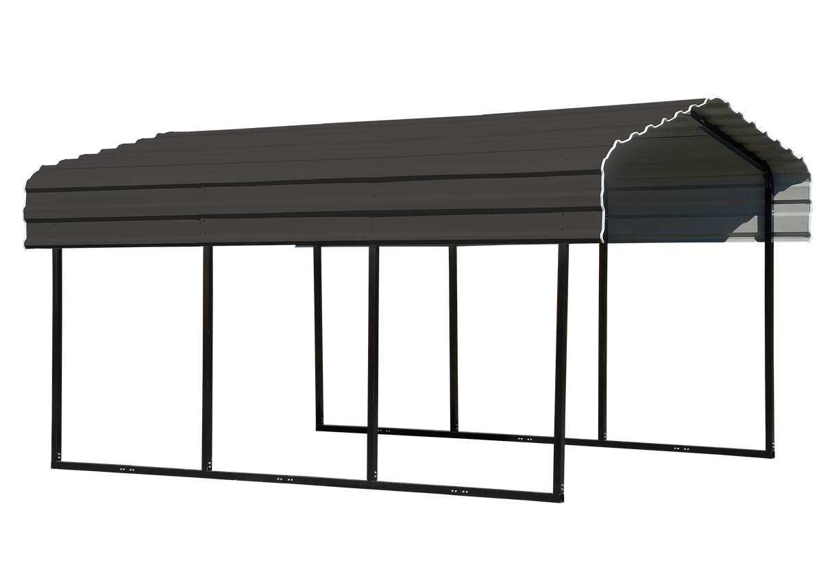 Arrow Carports Galvanized Steel Carport, Compact Car Metal Carport Kit, W/2SIDED ENCL 10' x 15' x 7', Charcoal