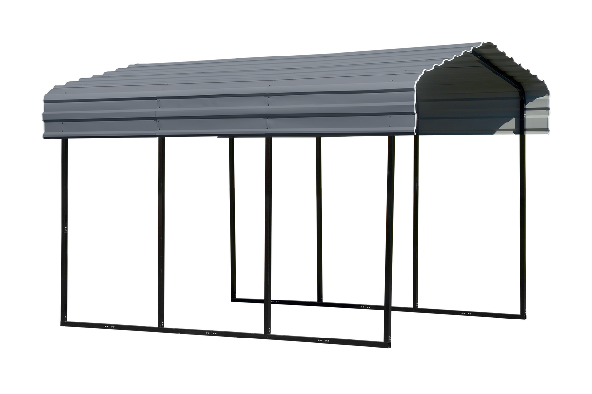 Arrow Carports Galvanized Steel Carport, Compact Car Metal Carport Kit, 10' x 15' x 7', Charcoal