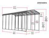 Arrow Carports Galvanized Steel Carport, RV Metal Carport Kit, 14' x 33' x 14', Charcoal