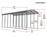 Arrow Carports Galvanized Steel Carport, RV Metal Carport Kit, 14' x 38' x 14', Charcoal