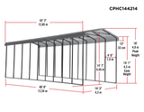 Arrow Carports Galvanized Steel Carport, RV Metal Carport Kit, 14' x 42' x 14', Charcoal