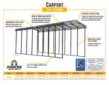 Arrow Carports Galvanized Steel Carport, RV Metal Carport Kit, 14' x 33' x 14', Charcoal