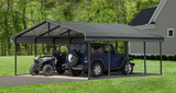 Arrow Carports Galvanized Steel Carport, Double Car Metal Carport Kit,  W/1SIDED ENCL  20' x 20' x 7', Charcoal (Copy)