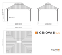 Genova II Gazebo - 12' x 14' (With nylon mosquito net)