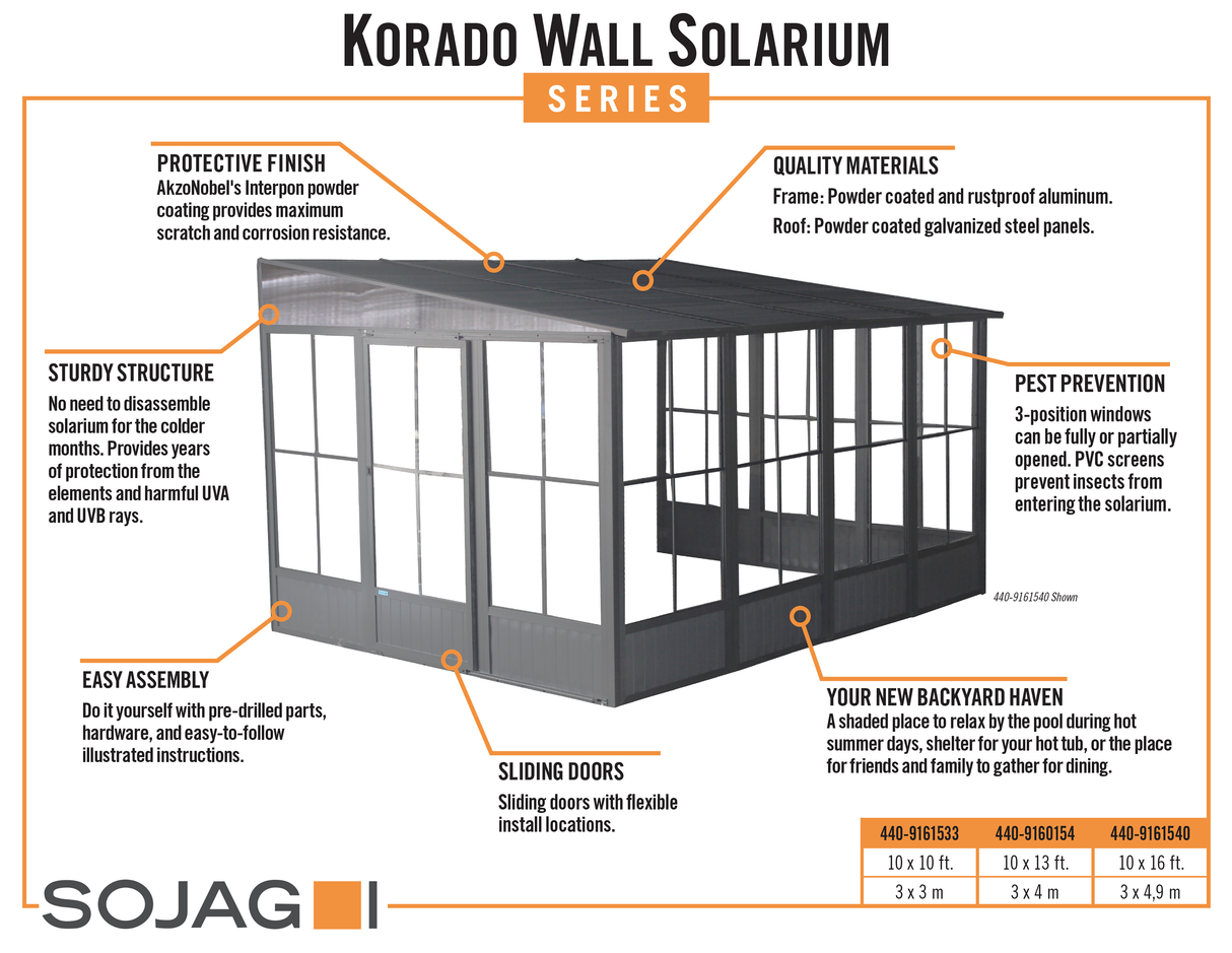 Sojag Korado 10 ft. x 10 ft. Wall Solarium