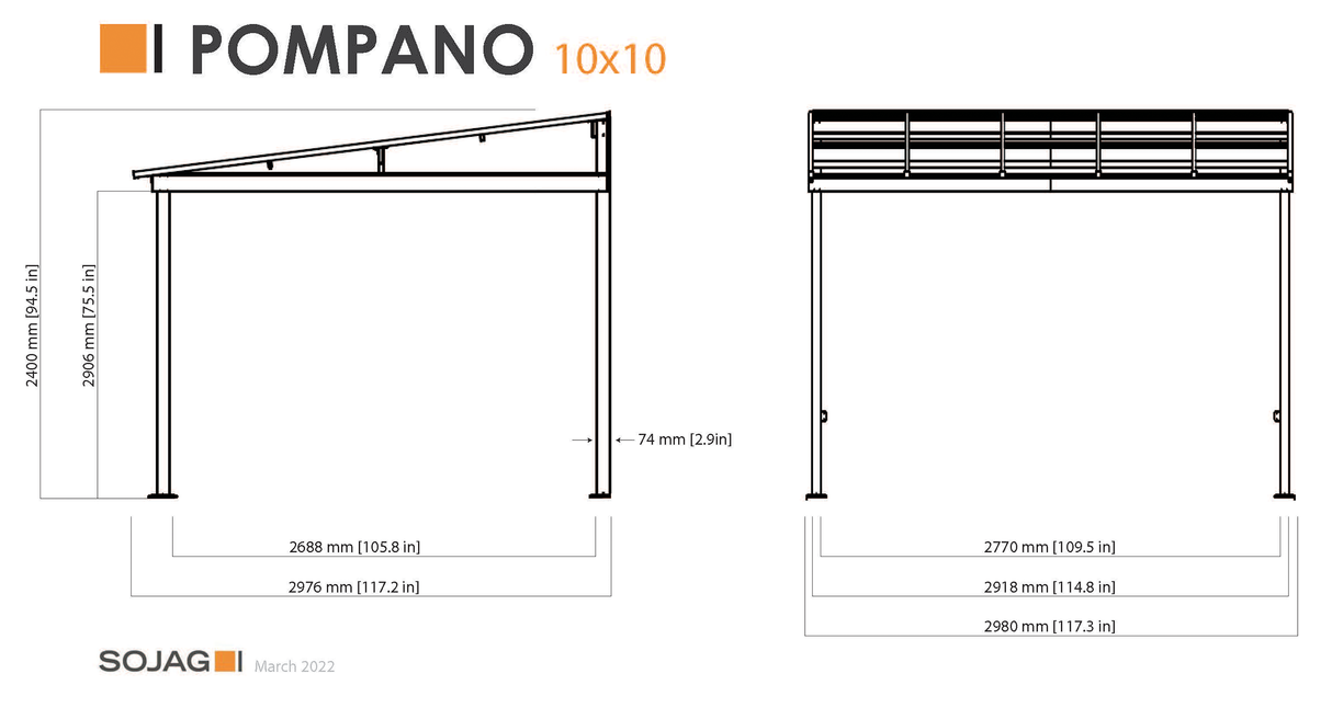 Sojag Pompano 10 ft. x 10 ft. Wall Gazebo, Brown