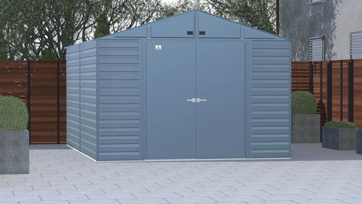 Arrow Select Steel Storage Shed Steel Storage Shed, 10x14, Blue Grey