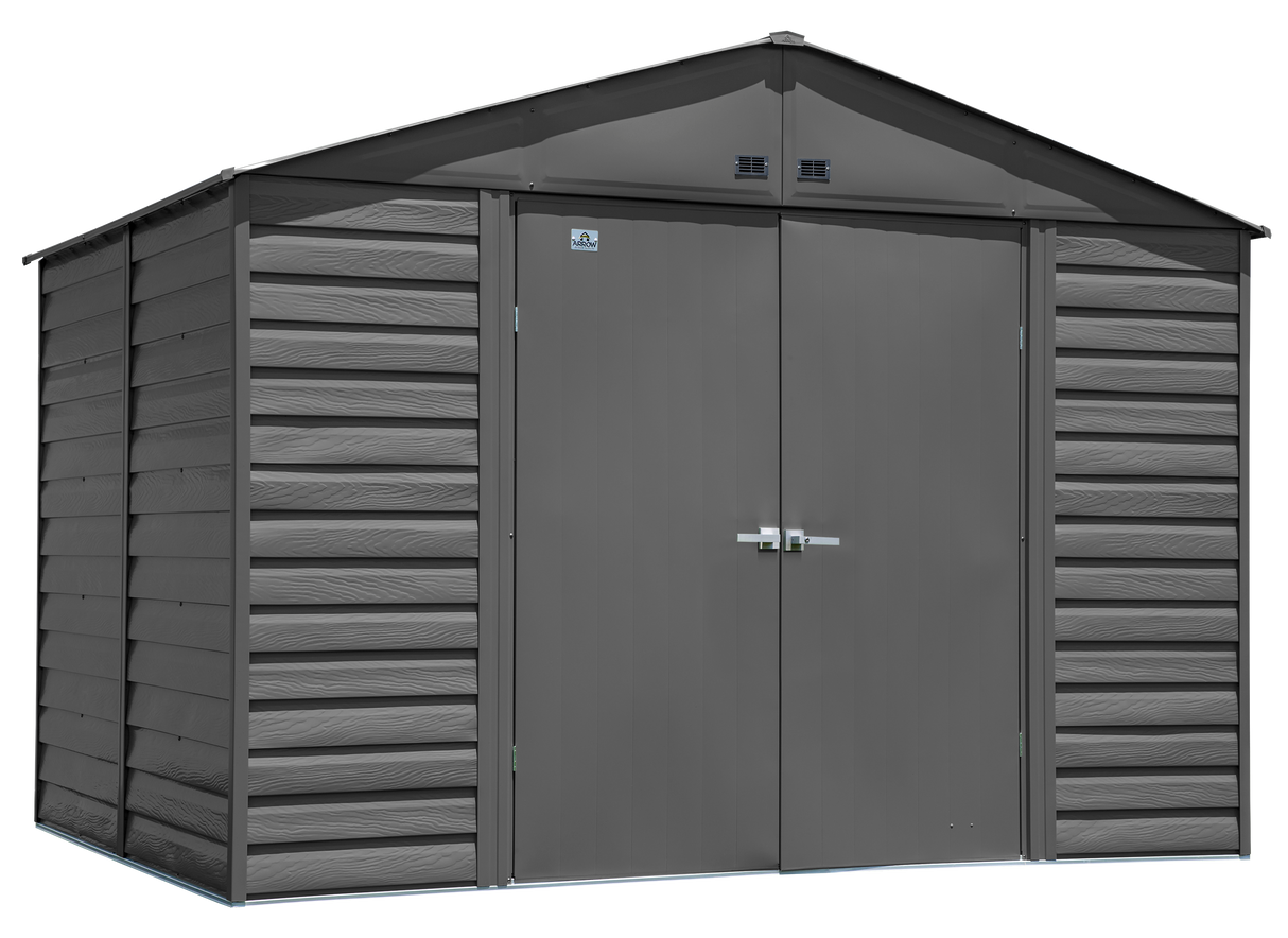 Arrow Select Steel Storage Shed Steel Storage Shed, 10x8, Charcoal