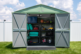 Arrow Select Steel Storage Shed Steel Storage Shed, 10x8, Sage Green