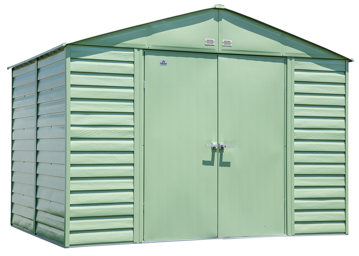 Arrow Select Steel Storage Shed Steel Storage Shed, 10x8, Sage Green