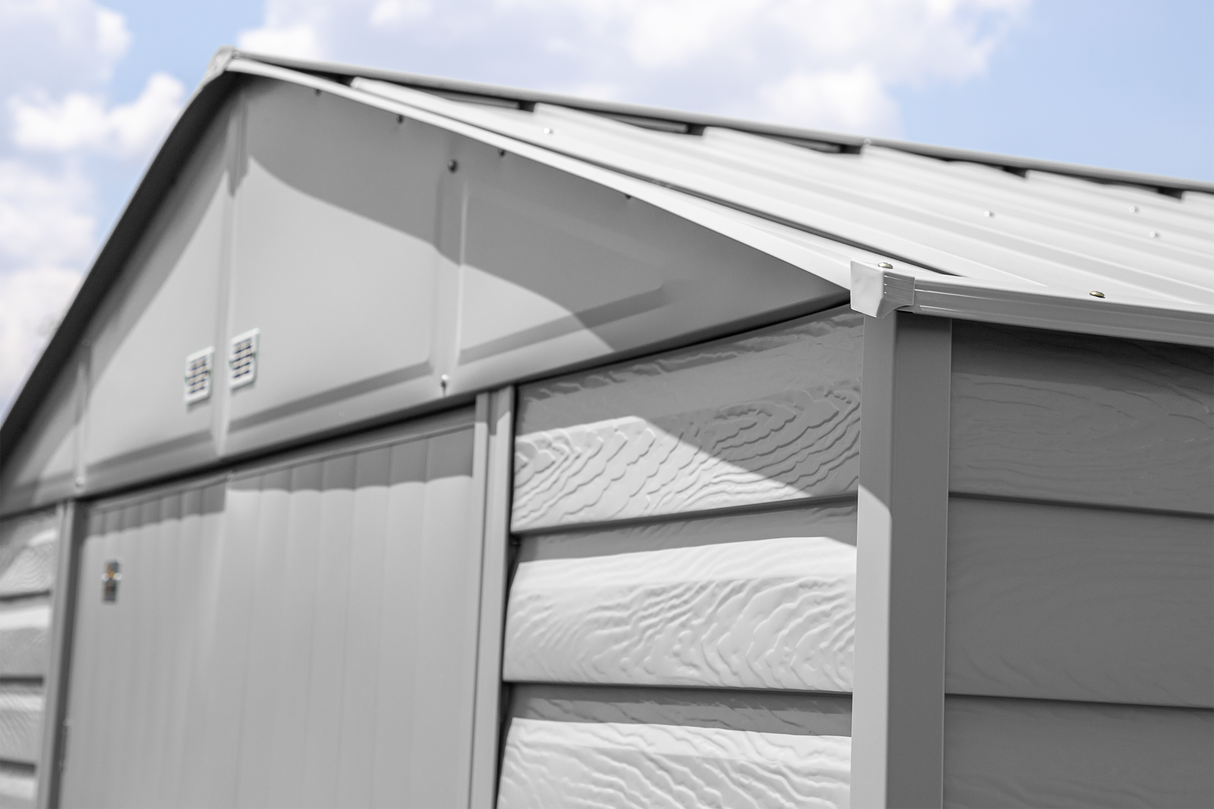 Arrow Select Steel Storage Shed Steel Storage Shed, 10x8, Flute Grey