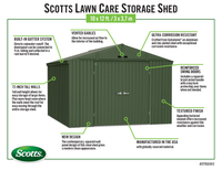 Scotts Lawn Care Storage Shed, 10x12, Green