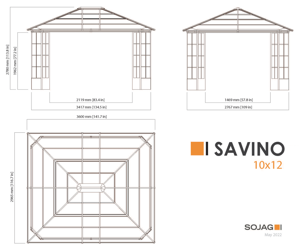 Sojag Savino 10 ft. x 12 ft. Gazebo