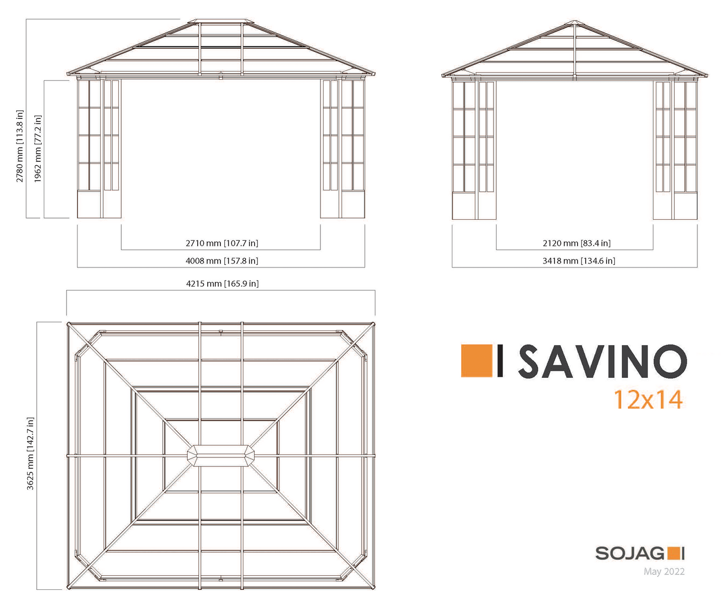 Savino Gazebo - 12' x 14' (Nylon mosquito net included