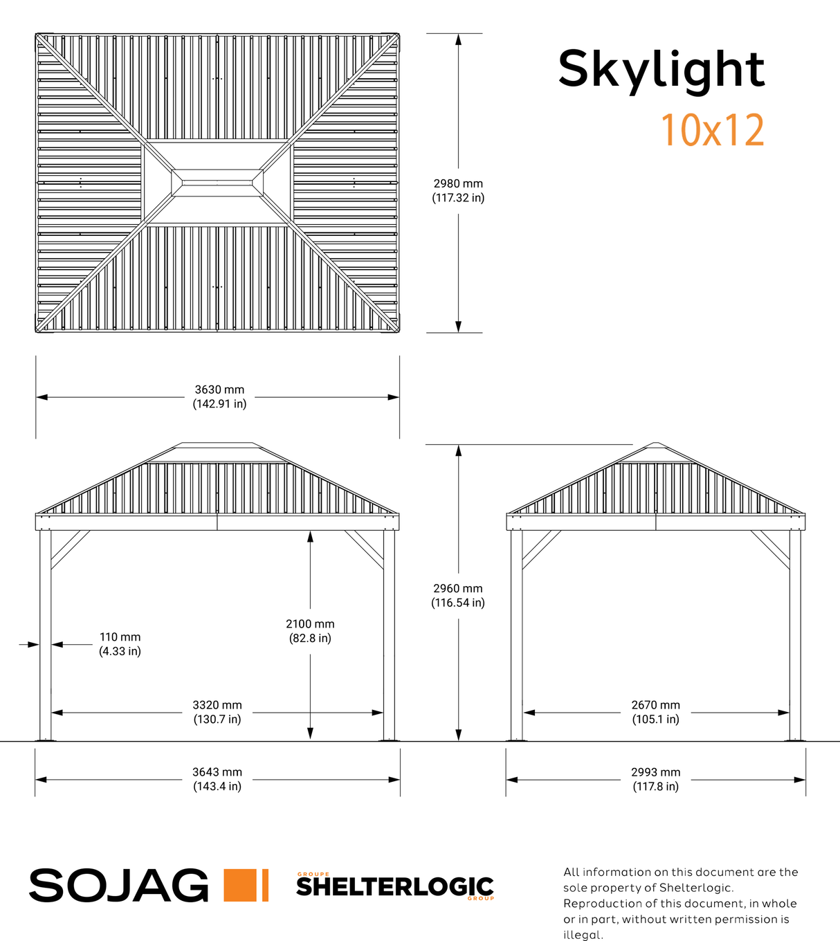 Sojag Skylight 10 ft. x 12 ft. Gazebo