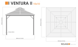 Sojag 10' x 10' Ventura II Hardtop Gazebo Outdoor Weather-Resistant Aluminum Frame Sun Shelter